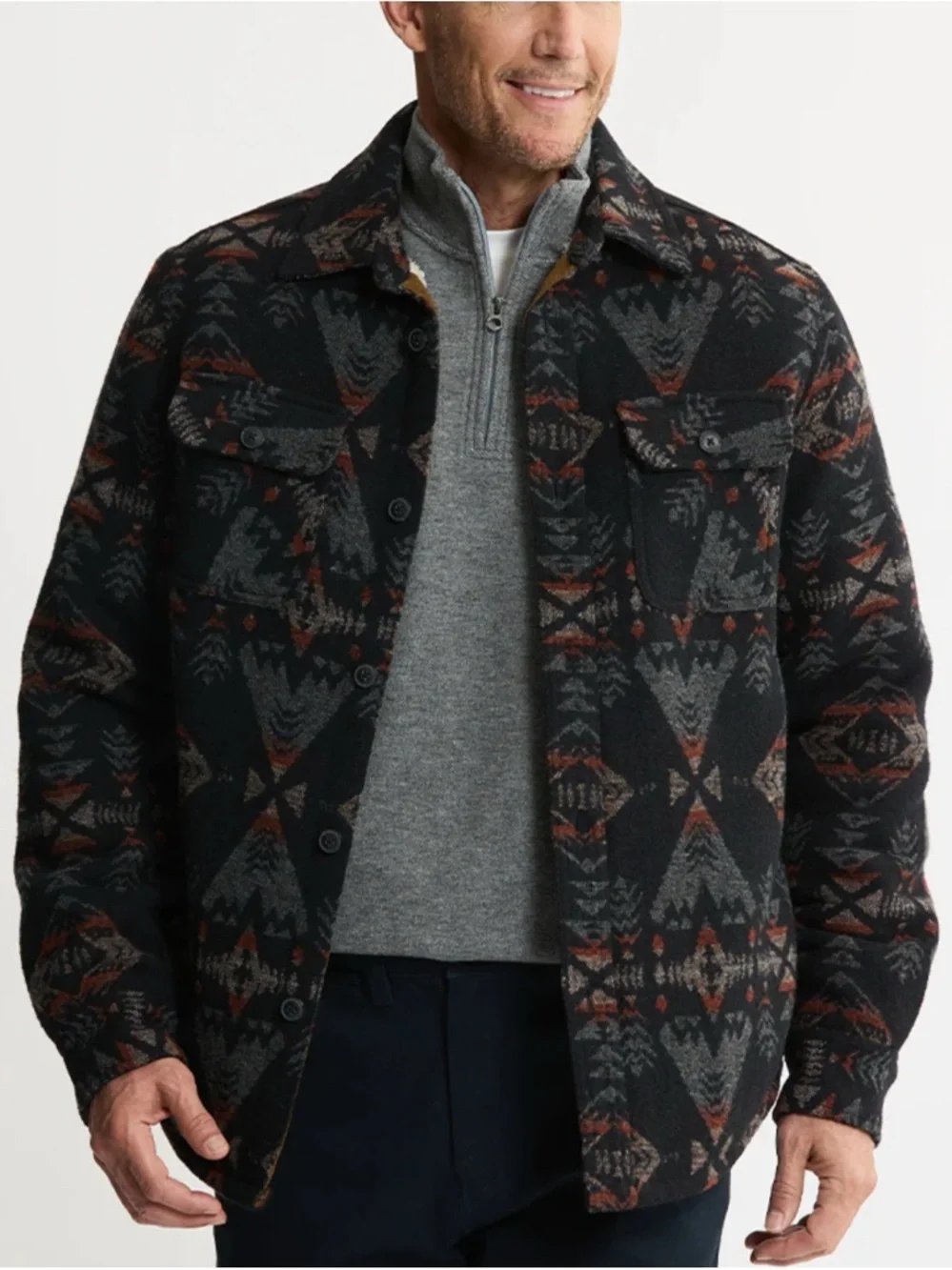 Sherpa Lined Wool Blend Shirt Jacket | XL